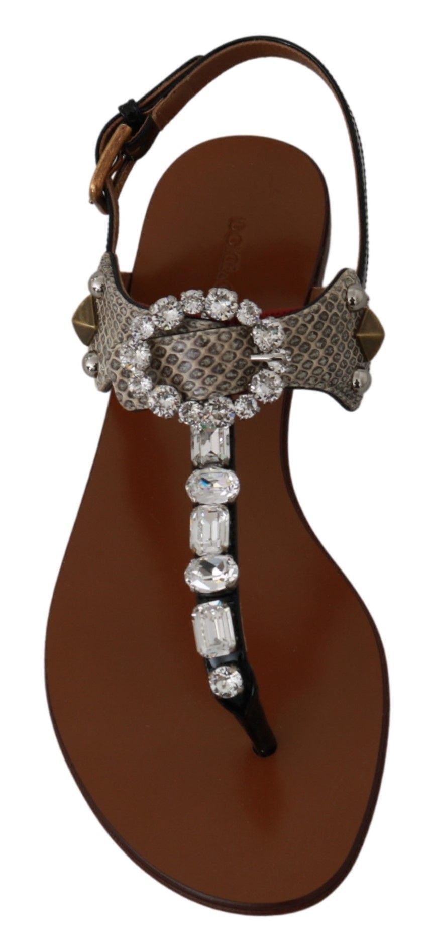 Dolce & Gabbana Leather Ayers Crystal Sandals Flip Flops Shoes - SMARTMARTNZ