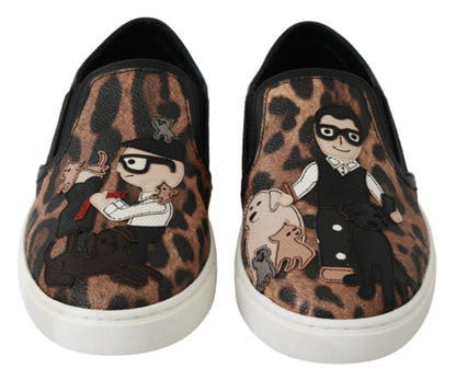 Dolce & Gabbana Leather Leopard dgfamily Loafers Shoes - SMARTMARTNZ