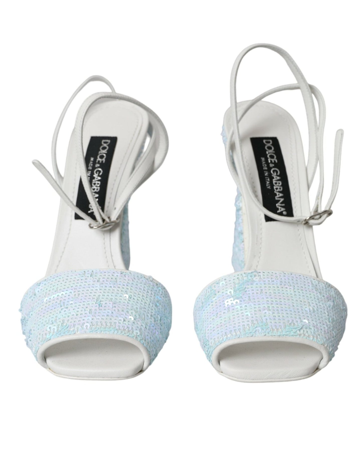 Dolce & Gabbana Light Blue Sequin Ankle Strap Sandals Shoes - SMARTMARTNZ