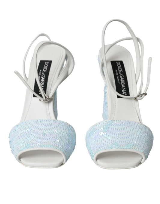 Dolce & Gabbana Light Blue Sequin Ankle Strap Sandals Shoes - SMARTMARTNZ