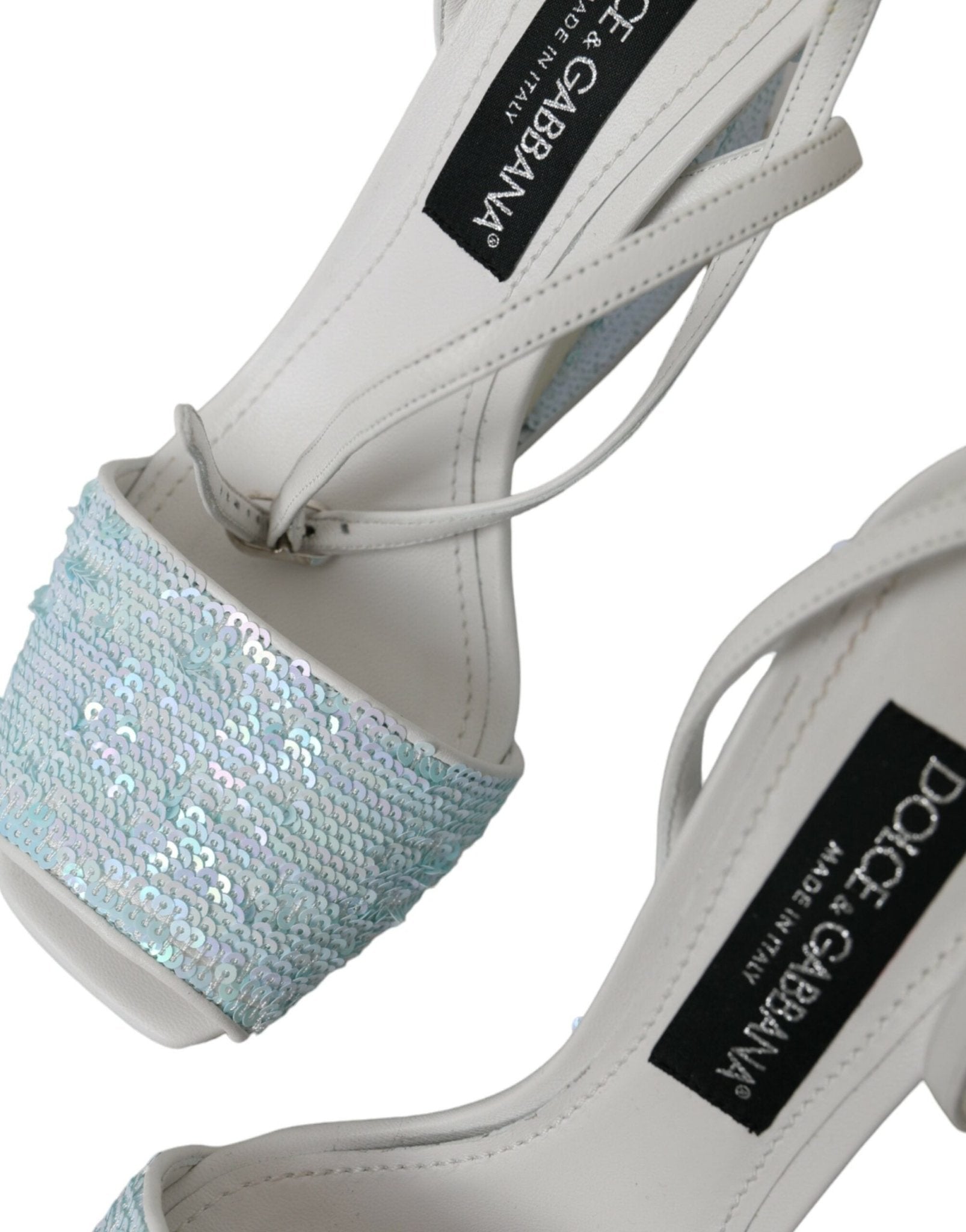 Dolce & Gabbana Light Blue Sequin Ankle Strap Sandals Shoes - SMARTMARTNZ