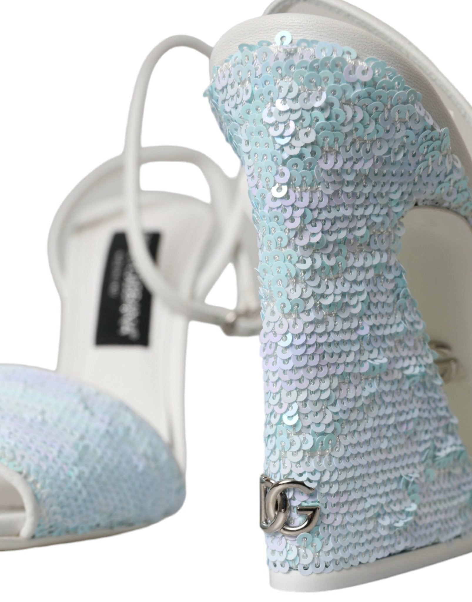 Dolce & Gabbana Light Blue Sequin Ankle Strap Sandals Shoes - SMARTMARTNZ