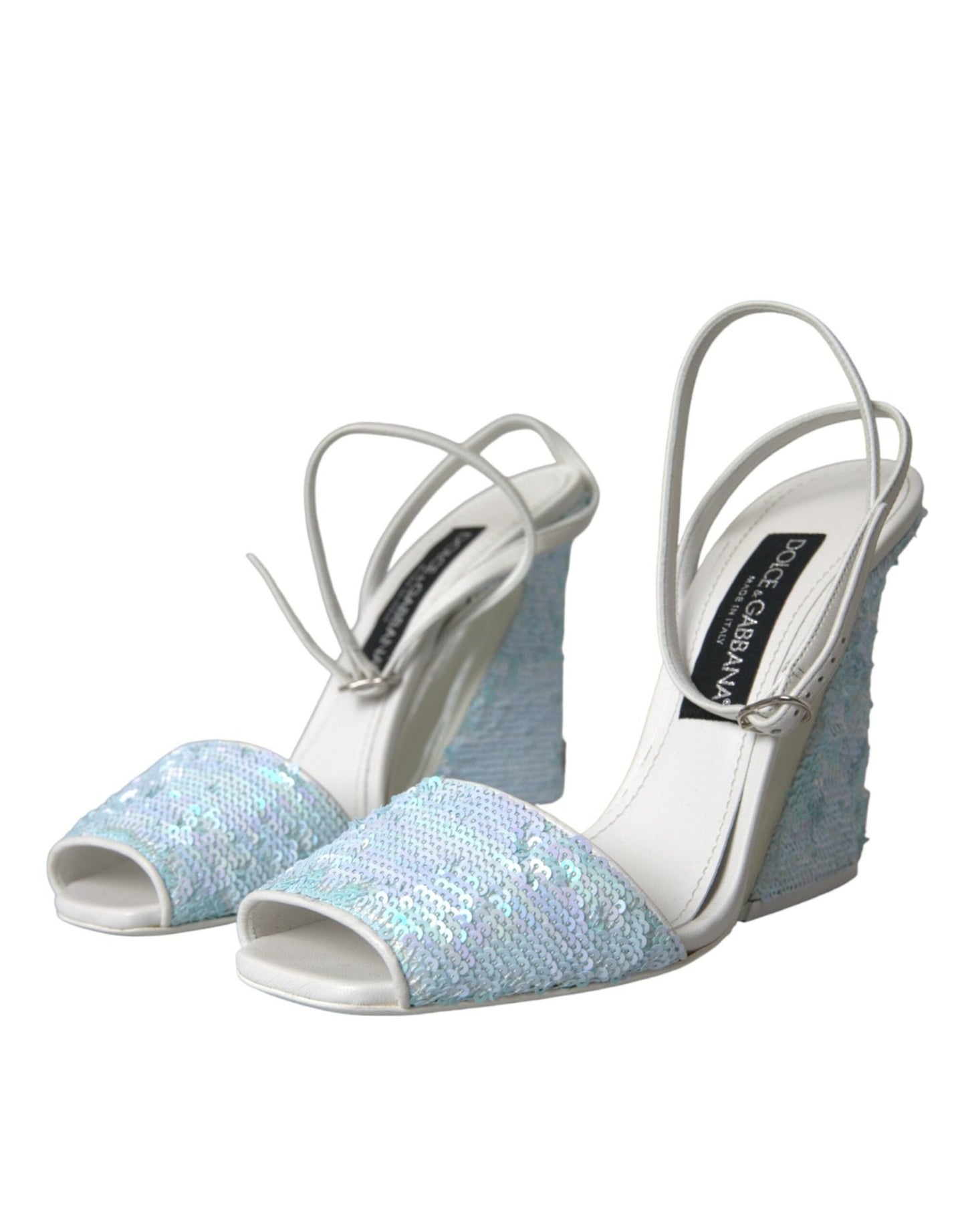 Dolce & Gabbana Light Blue Sequin Ankle Strap Sandals Shoes - SMARTMARTNZ