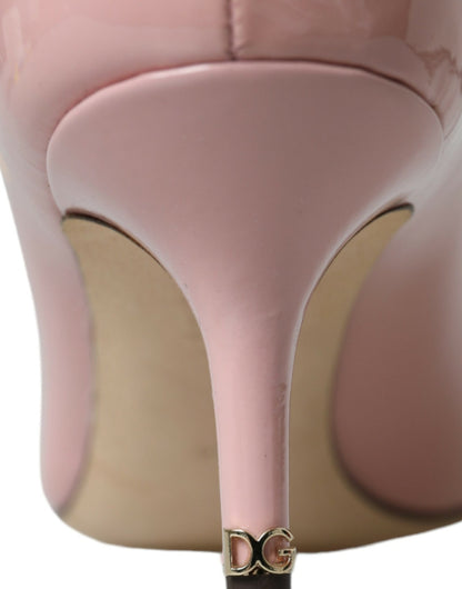 Dolce & Gabbana Light Pink Patent Leather Heels Pumps Shoes - SMARTMARTNZ