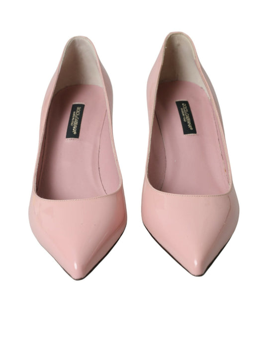 Dolce & Gabbana Light Pink Patent Leather Heels Pumps Shoes - SMARTMARTNZ