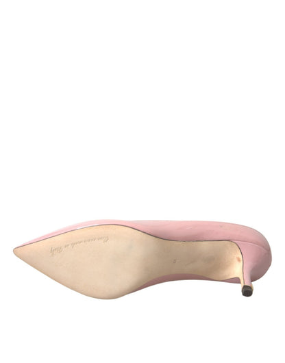Dolce & Gabbana Light Pink Patent Leather Heels Pumps Shoes - SMARTMARTNZ