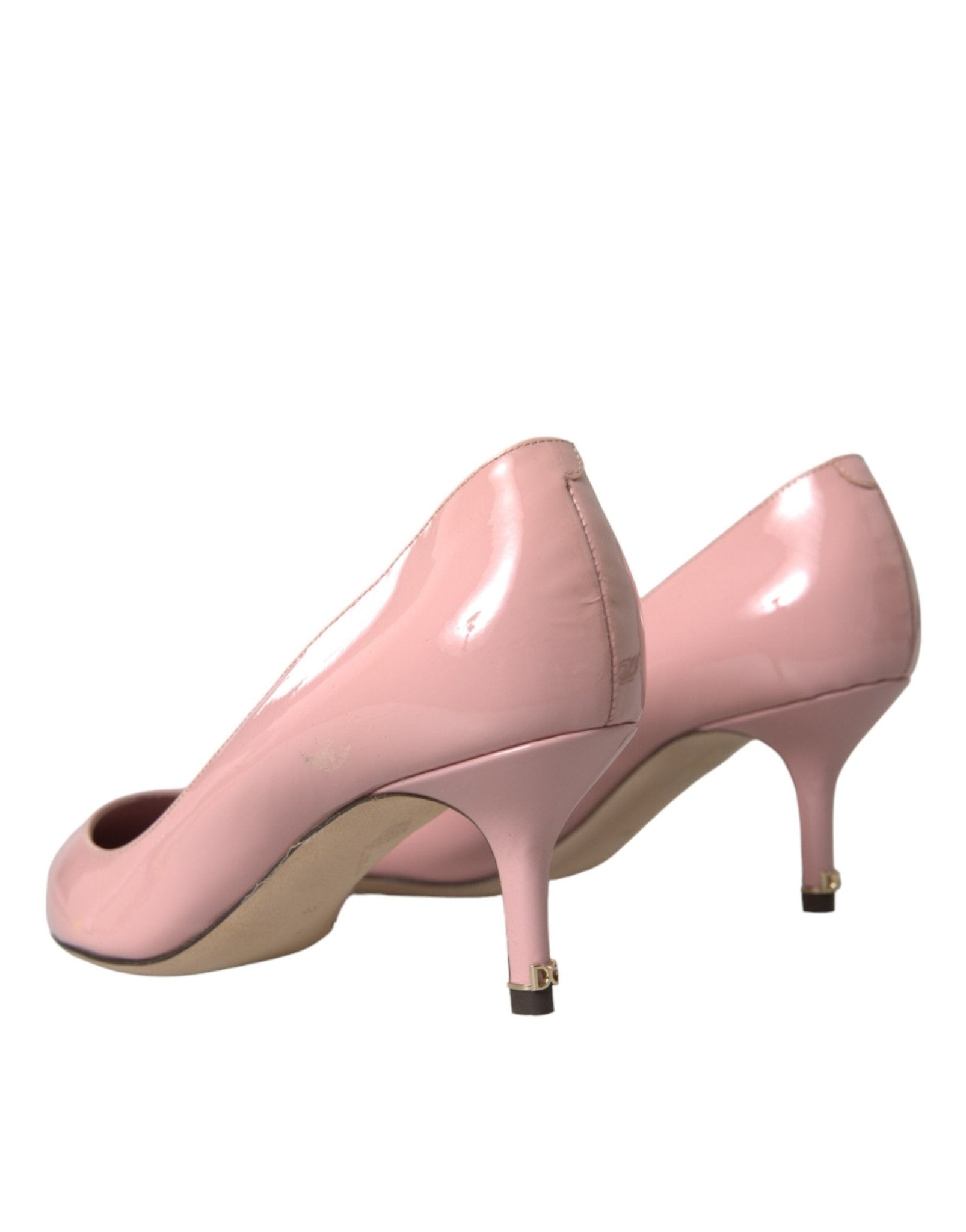 Dolce & Gabbana Light Pink Patent Leather Heels Pumps Shoes - SMARTMARTNZ