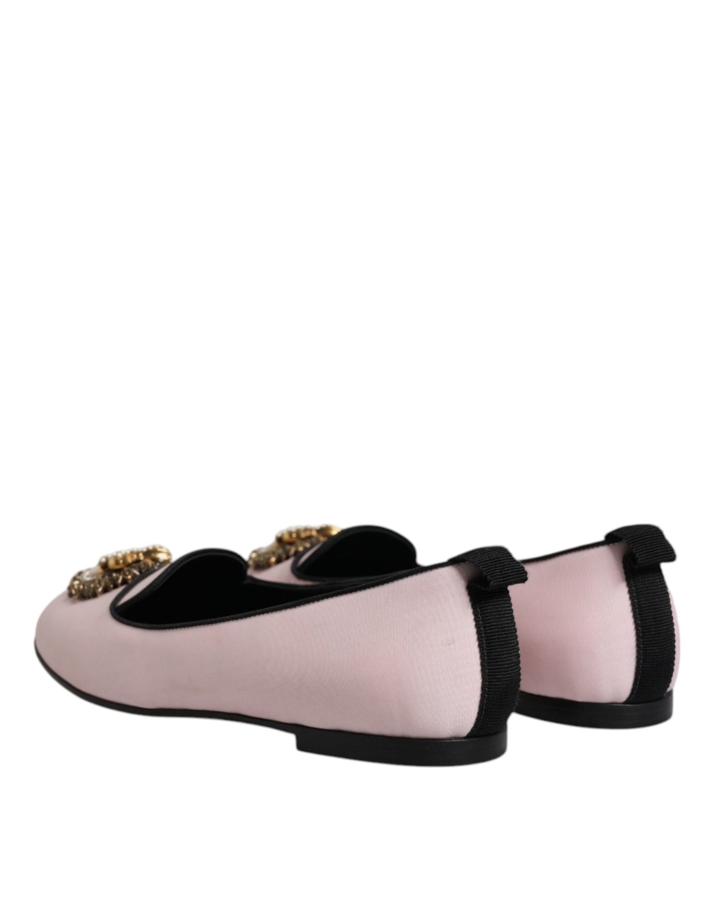 Dolce & Gabbana Light Pink Velvet Slip On Loafers Flats Shoes - SMARTMARTNZ