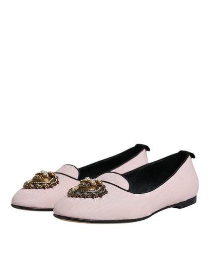 Dolce & Gabbana Light Pink Velvet Slip On Loafers Flats Shoes - SMARTMARTNZ