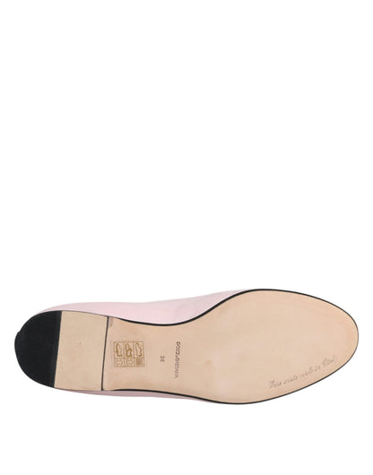 Dolce & Gabbana Light Pink Velvet Slip On Loafers Flats Shoes - SMARTMARTNZ