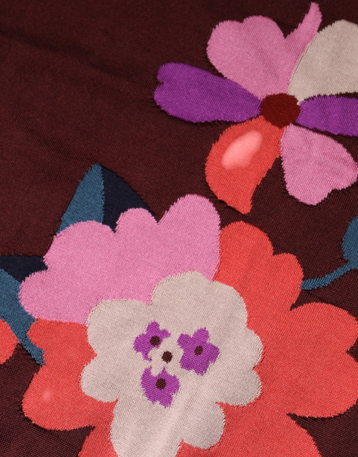 Dolce & Gabbana Maroon Floral Silk Crew Neck Blouse Top - SMARTMARTNZ