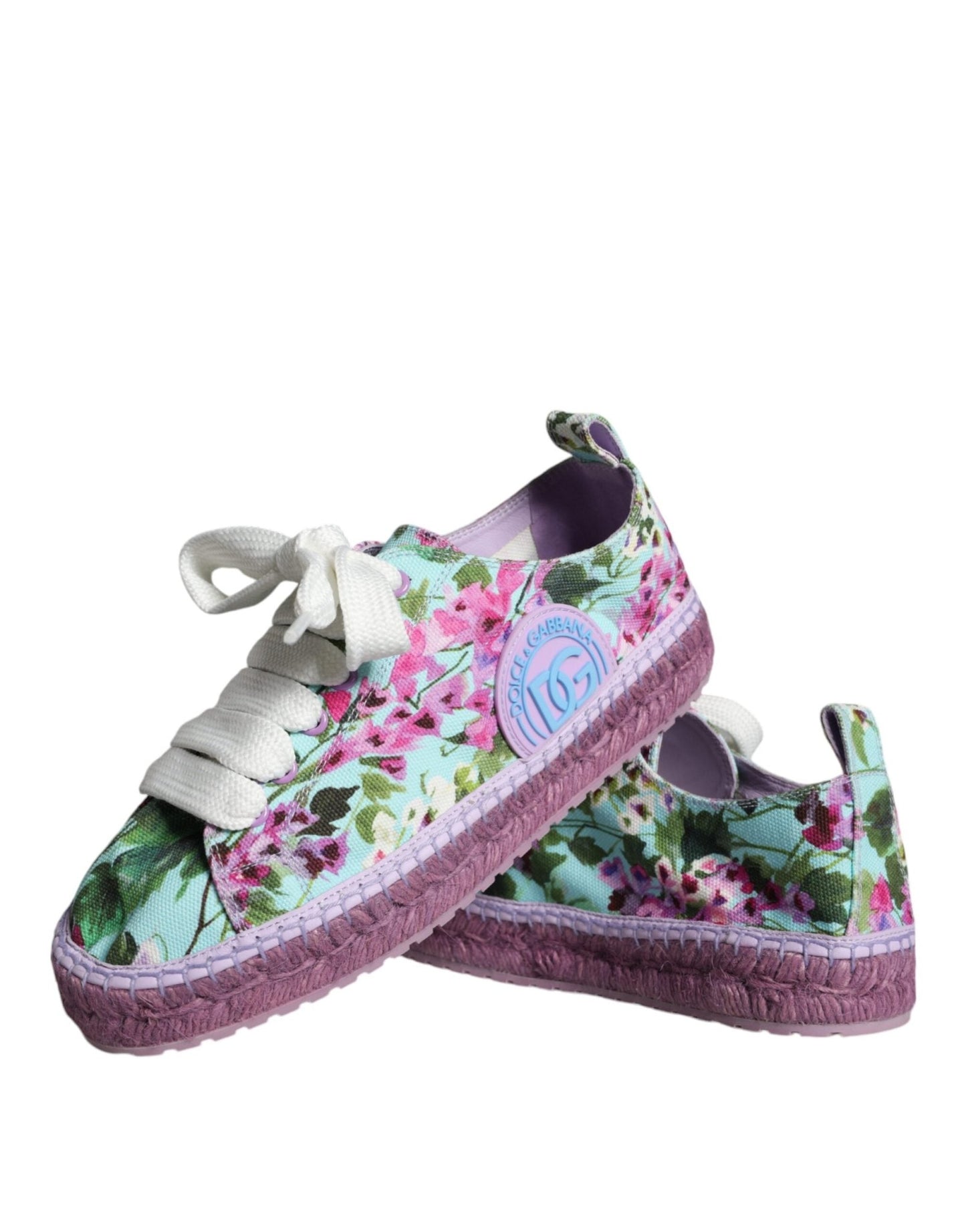 Dolce & Gabbana Multicolor Canvas Floral Espadrilles Sneakers Shoes - SMARTMARTNZ