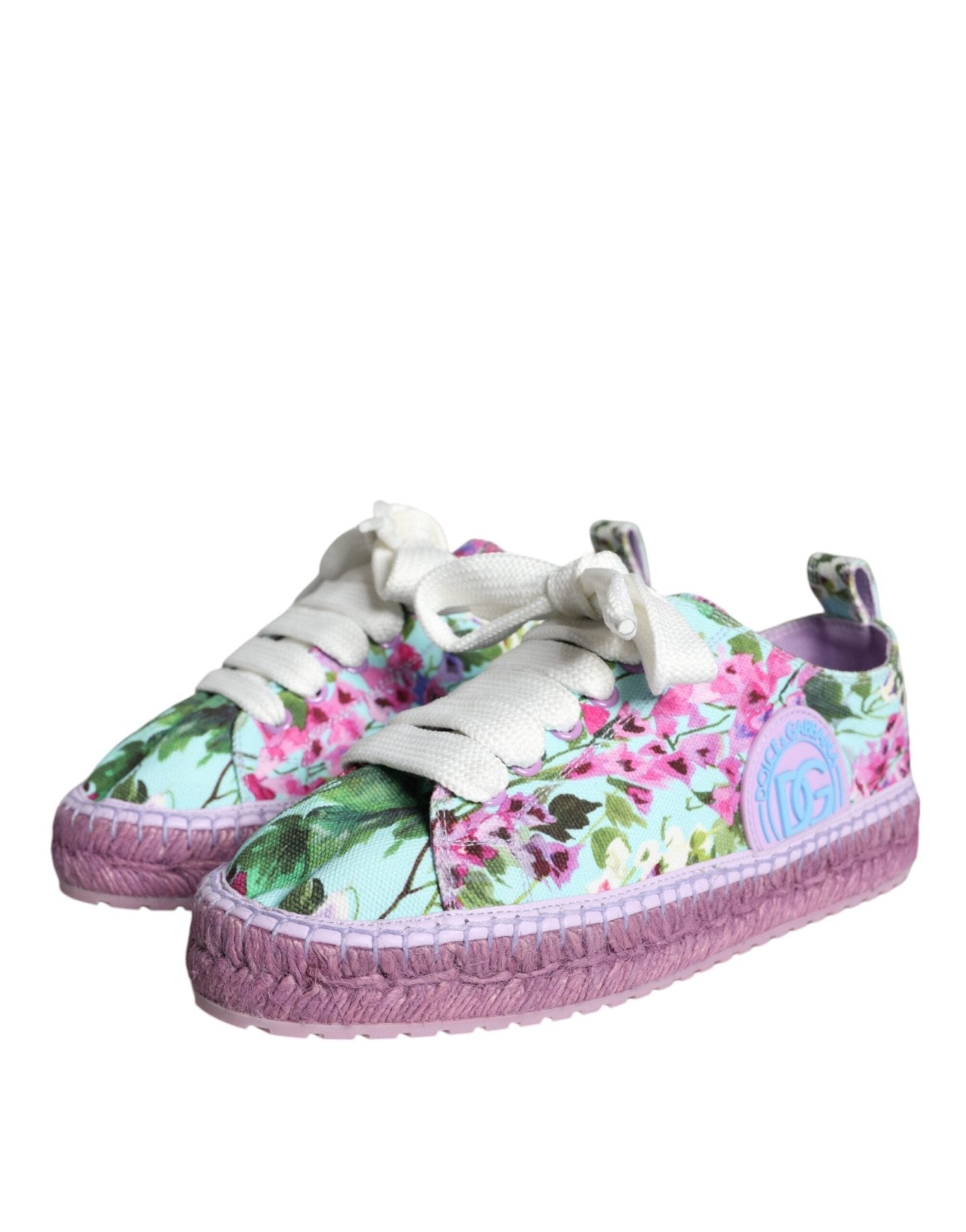 Dolce & Gabbana Multicolor Canvas Floral Espadrilles Sneakers Shoes - SMARTMARTNZ