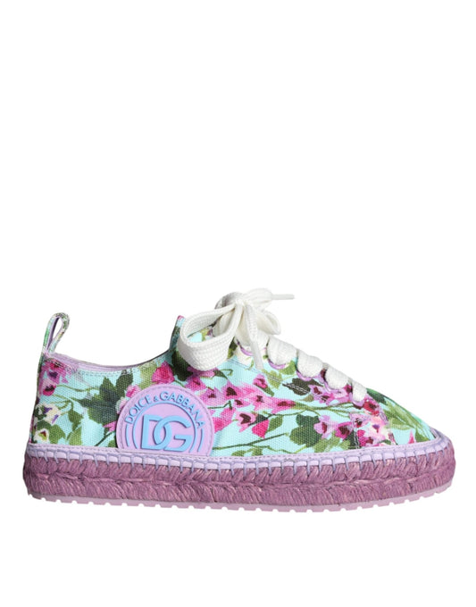 Dolce & Gabbana Multicolor Canvas Floral Espadrilles Sneakers Shoes - SMARTMARTNZ
