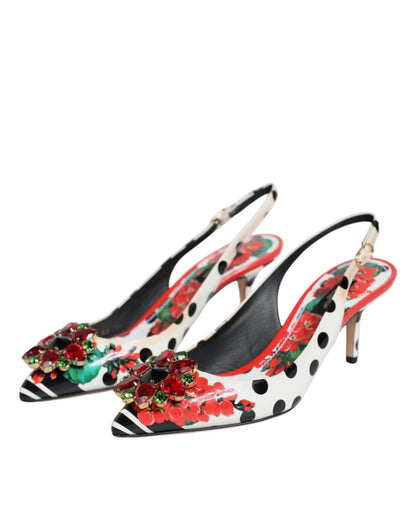 Dolce & Gabbana Multicolor Crystal Heels Slingback Shoes - SMARTMARTNZ