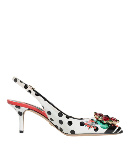 Dolce & Gabbana Multicolor Crystal Heels Slingback Shoes - SMARTMARTNZ