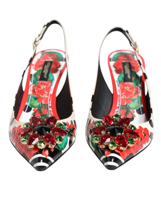 Dolce & Gabbana Multicolor Crystal Heels Slingback Shoes - SMARTMARTNZ