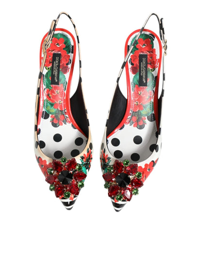 Dolce & Gabbana Multicolor Crystal Heels Slingback Shoes - SMARTMARTNZ