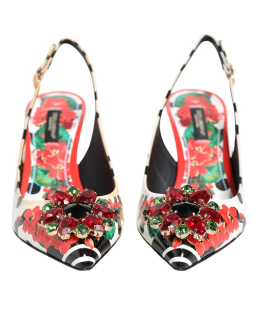 Dolce & Gabbana Multicolor Crystal Heels Slingback Shoes - SMARTMARTNZ