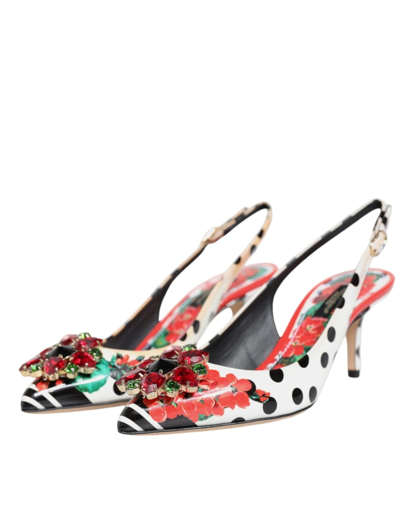 Dolce & Gabbana Multicolor Crystal Heels Slingback Shoes - SMARTMARTNZ