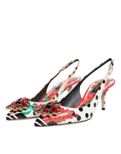 Dolce & Gabbana Multicolor Crystal Heels Slingback Shoes - SMARTMARTNZ