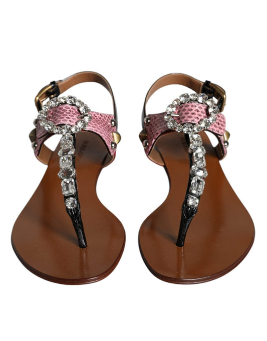 Dolce & Gabbana Multicolor Crystal Sandals Flip Flops Shoes - SMARTMARTNZ