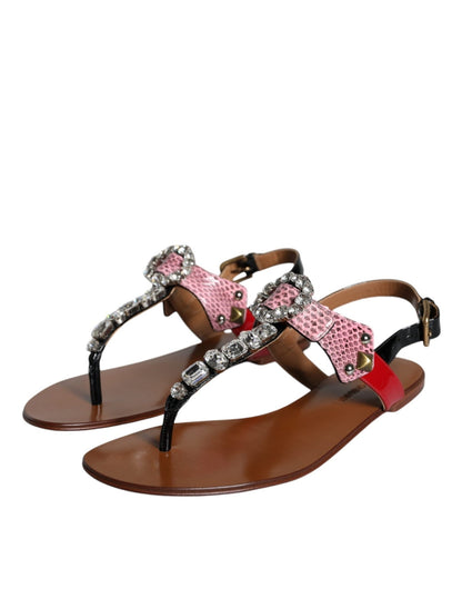 Dolce & Gabbana Multicolor Crystal Sandals Flip Flops Shoes - SMARTMARTNZ