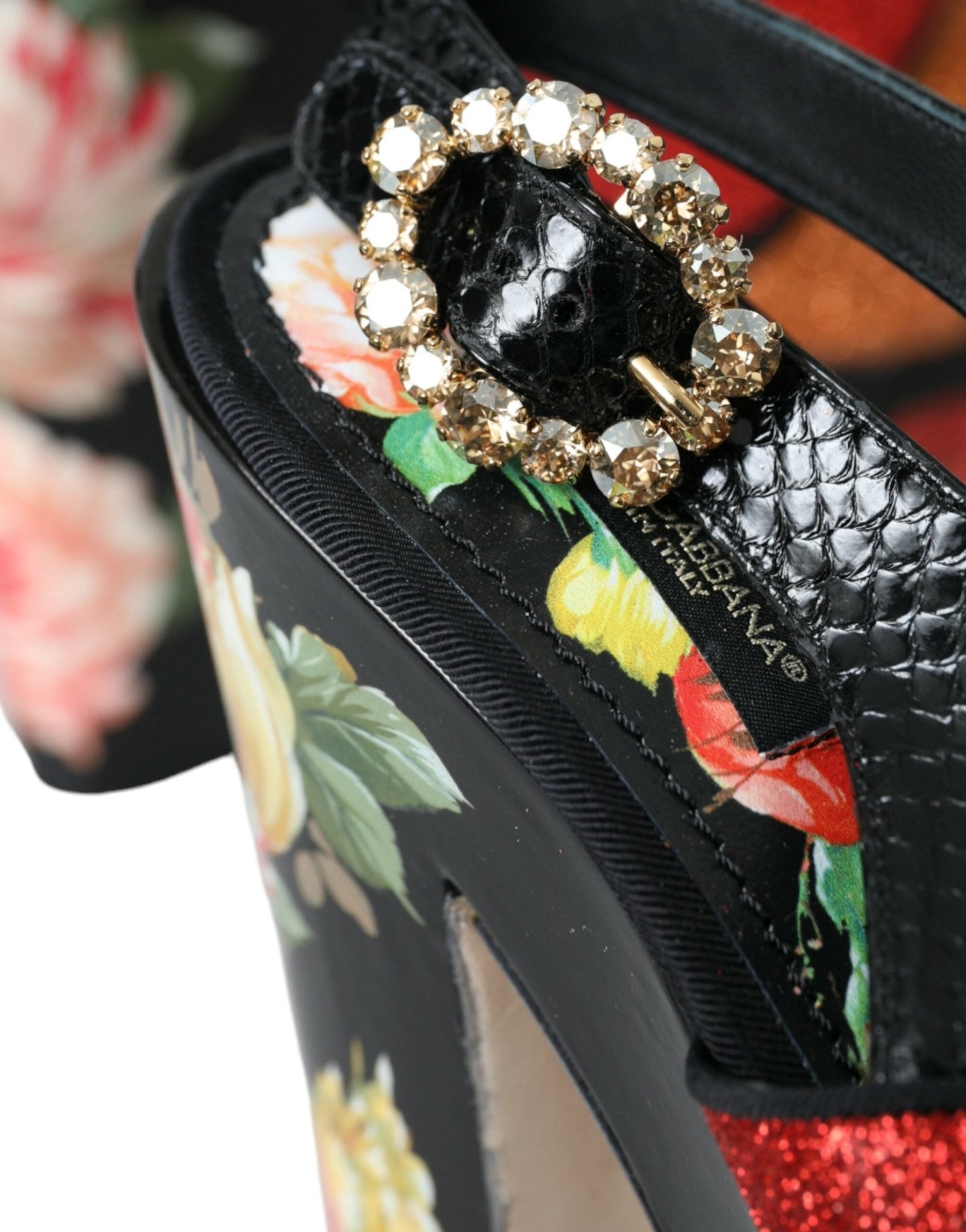Dolce & Gabbana Multicolor Floral Crystal Platform Sandals Shoes - SMARTMARTNZ