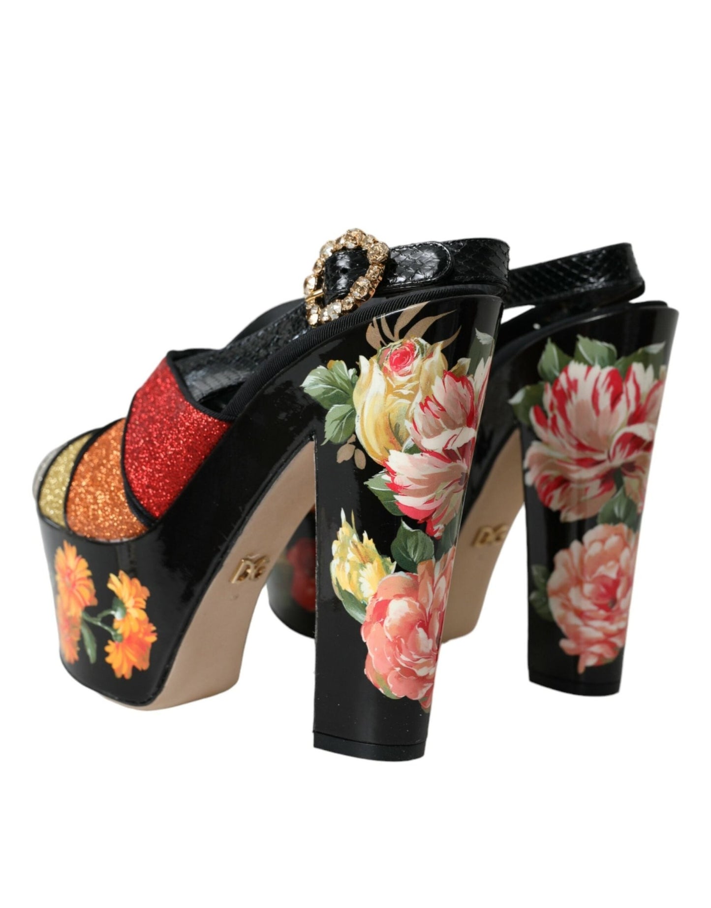 Dolce & Gabbana Multicolor Floral Crystal Platform Sandals Shoes - SMARTMARTNZ
