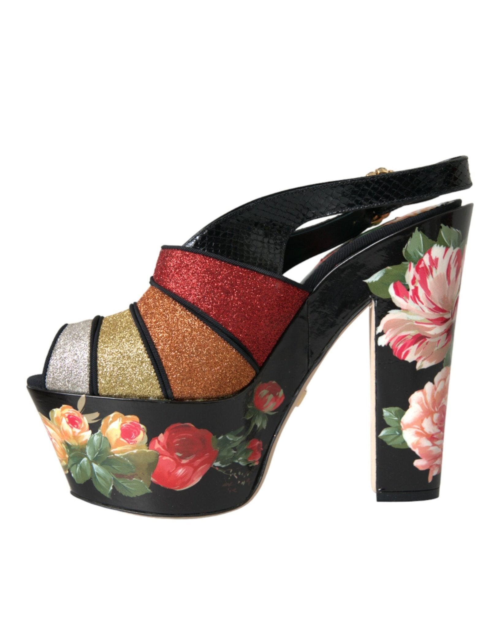 Dolce & Gabbana Multicolor Floral Crystal Platform Sandals Shoes - SMARTMARTNZ