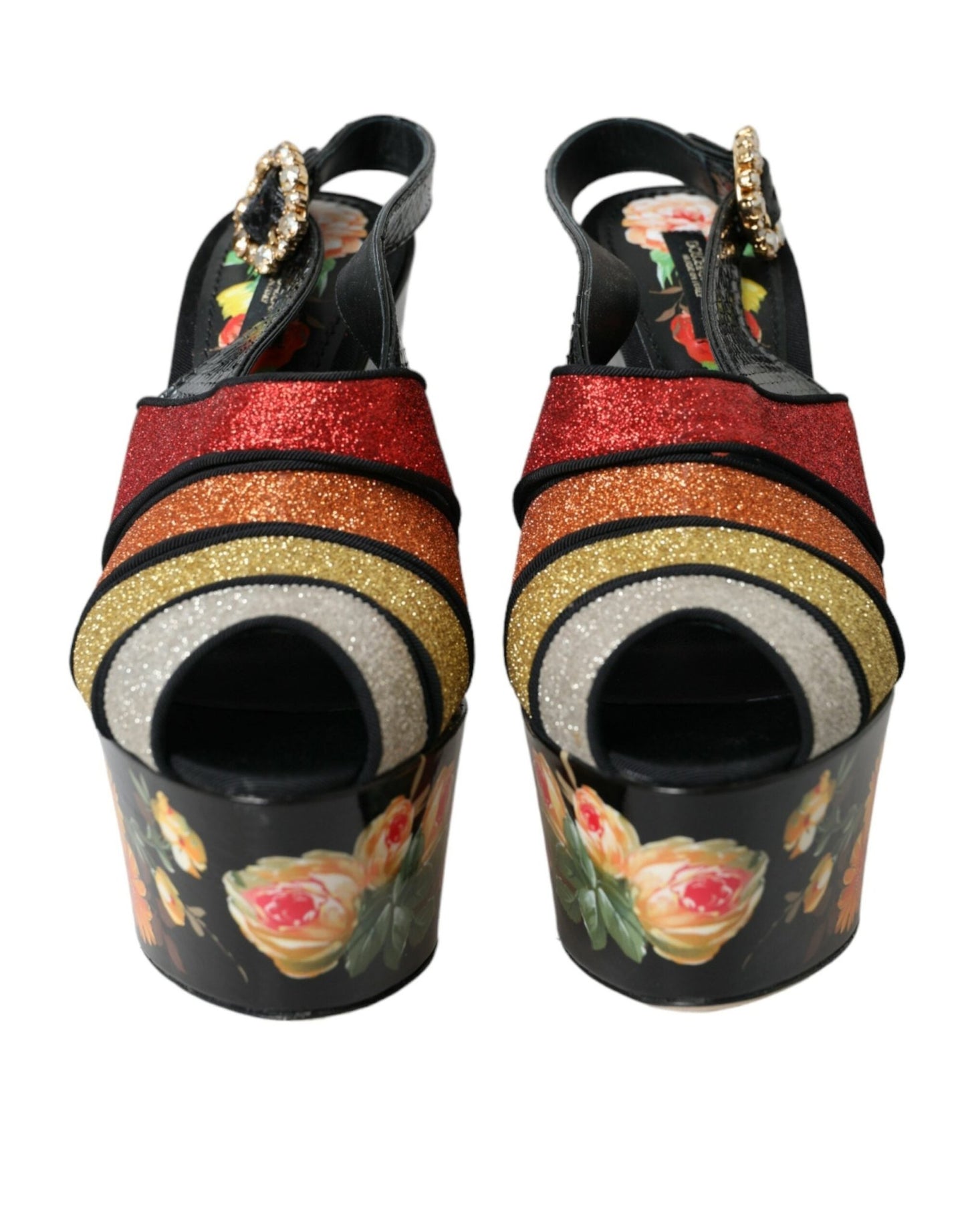 Dolce & Gabbana Multicolor Floral Crystal Platform Sandals Shoes - SMARTMARTNZ