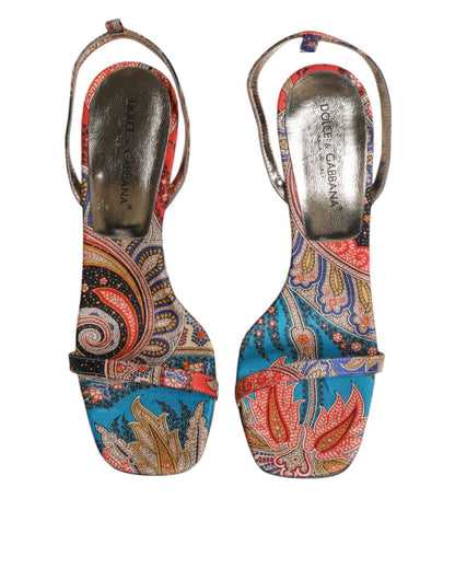 Dolce & Gabbana Multicolor Floral High Heels Sandals Shoes - SMARTMARTNZ