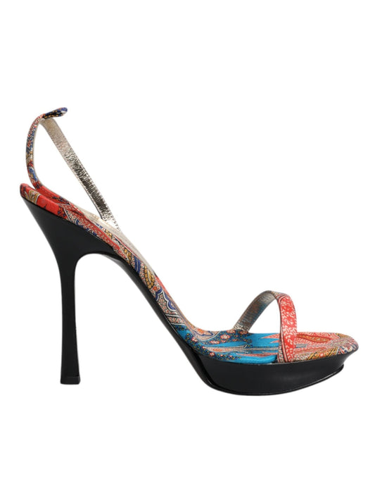 Dolce & Gabbana Multicolor Floral High Heels Sandals Shoes - SMARTMARTNZ