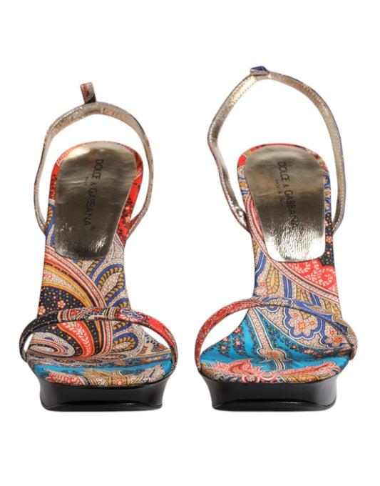 Dolce & Gabbana Multicolor Floral High Heels Sandals Shoes - SMARTMARTNZ