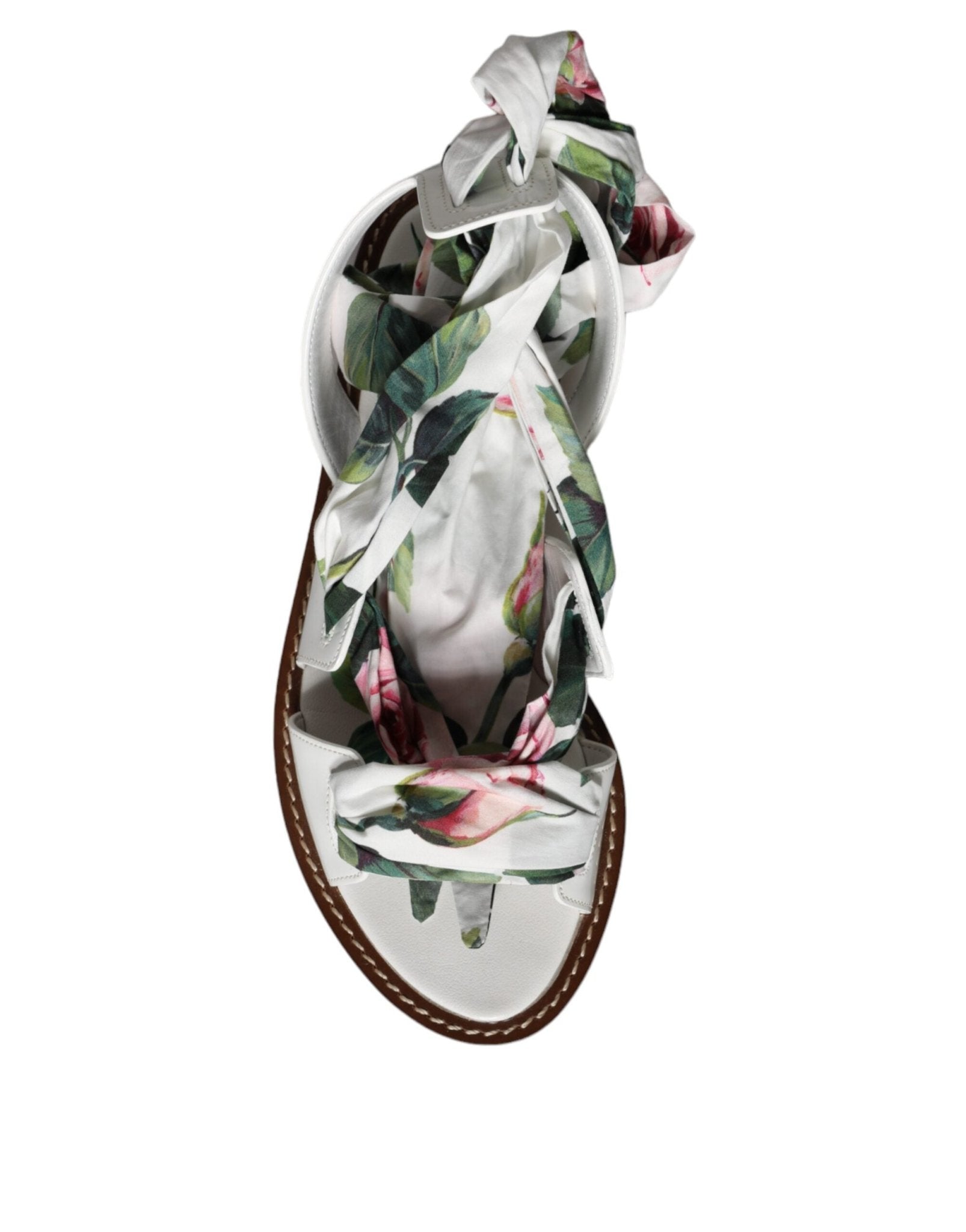 Dolce & Gabbana Multicolor Floral Print Ankle Wrap Sandals Shoes - SMARTMARTNZ
