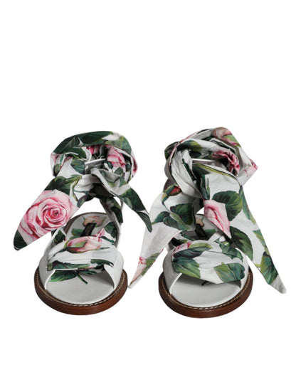 Dolce & Gabbana Multicolor Floral Print Ankle Wrap Sandals Shoes - SMARTMARTNZ