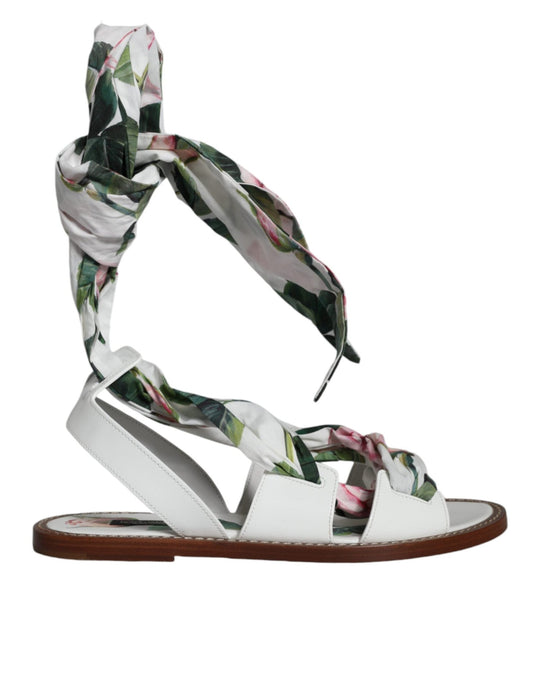 Dolce & Gabbana Multicolor Floral Print Ankle Wrap Sandals Shoes - SMARTMARTNZ