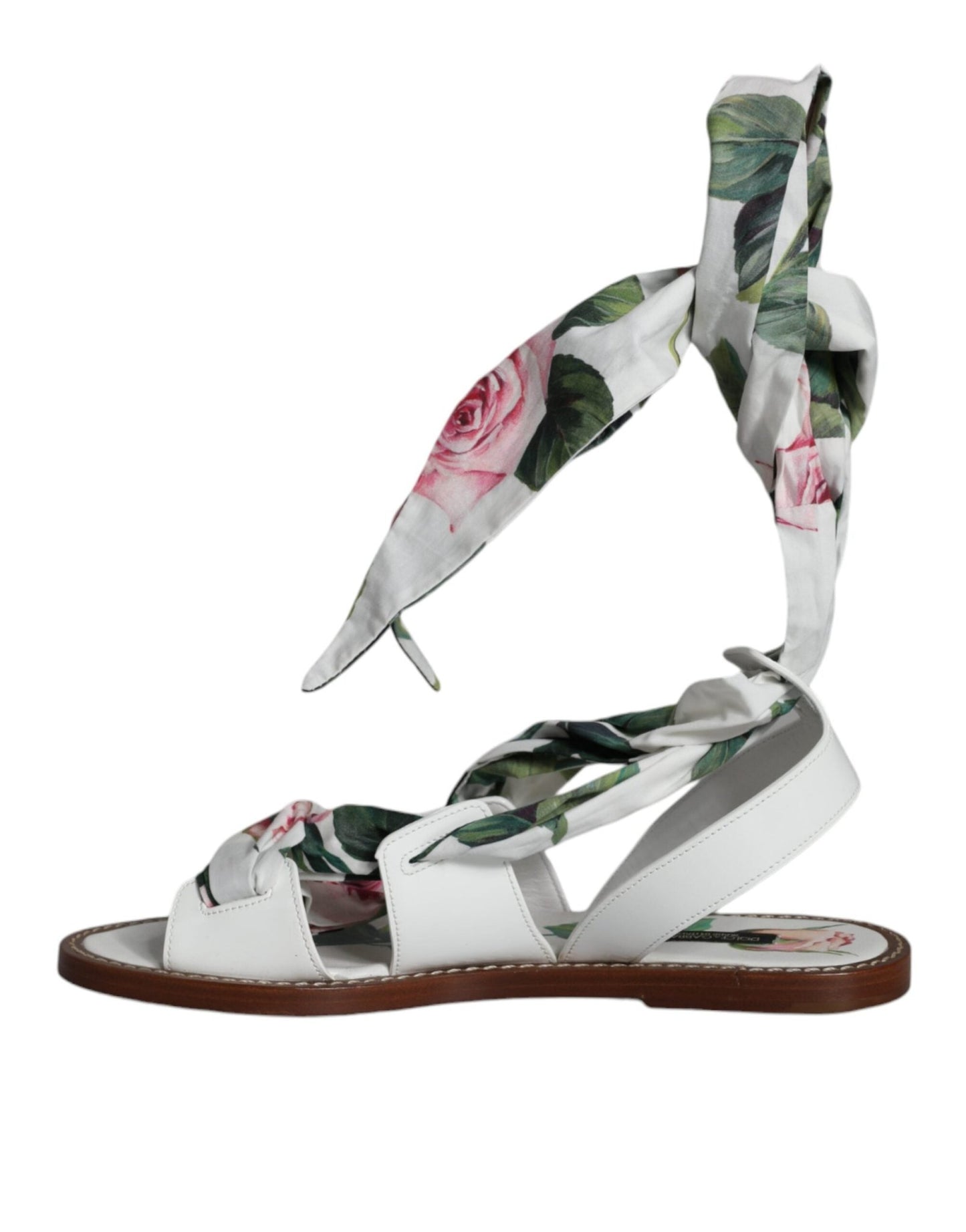 Dolce & Gabbana Multicolor Floral Print Ankle Wrap Sandals Shoes - SMARTMARTNZ