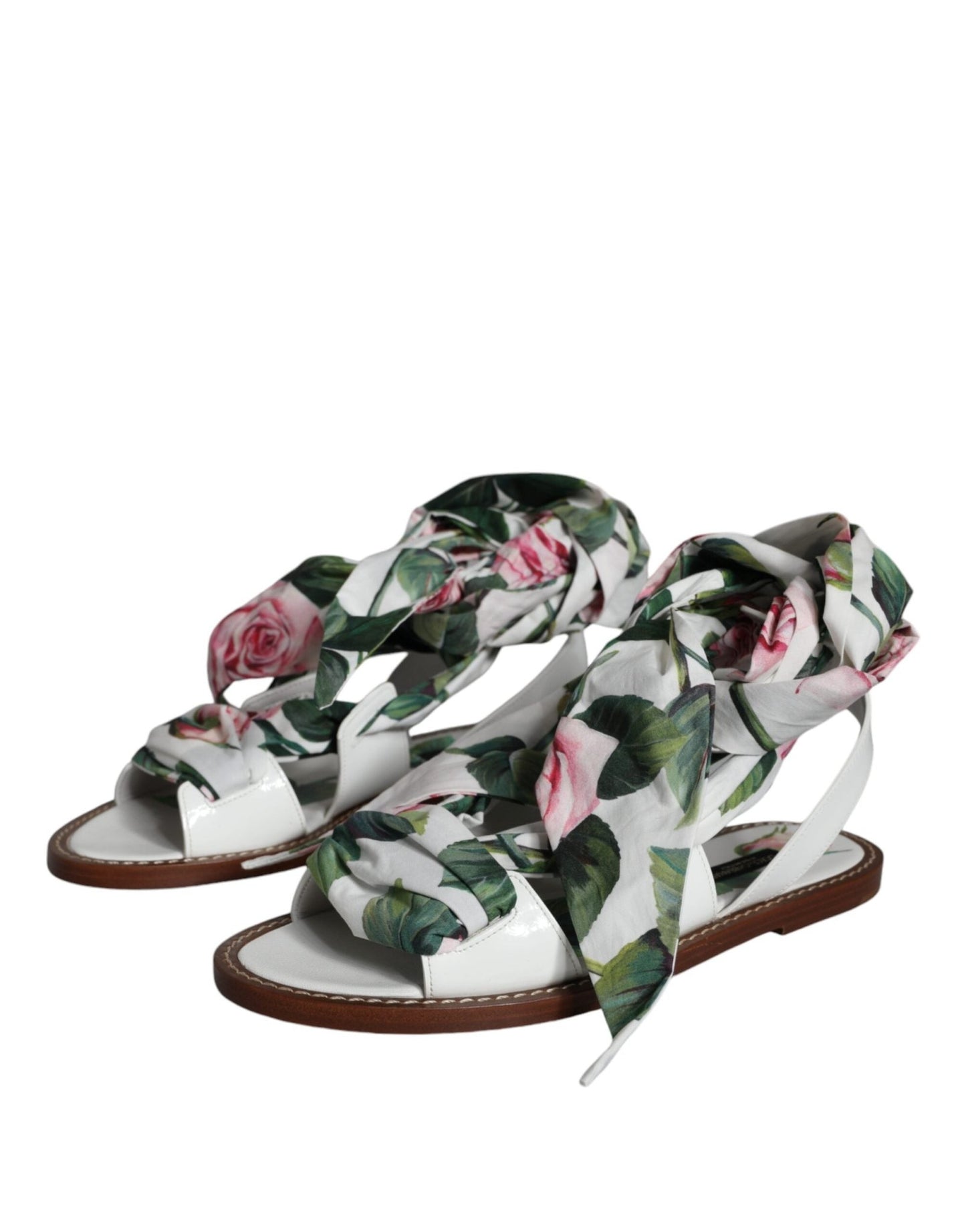 Dolce & Gabbana Multicolor Floral Print Ankle Wrap Sandals Shoes - SMARTMARTNZ
