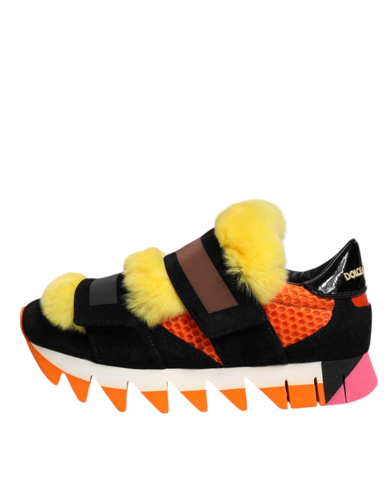 Dolce & Gabbana Multicolor Fur Embellished Sneakers Shoes - SMARTMARTNZ