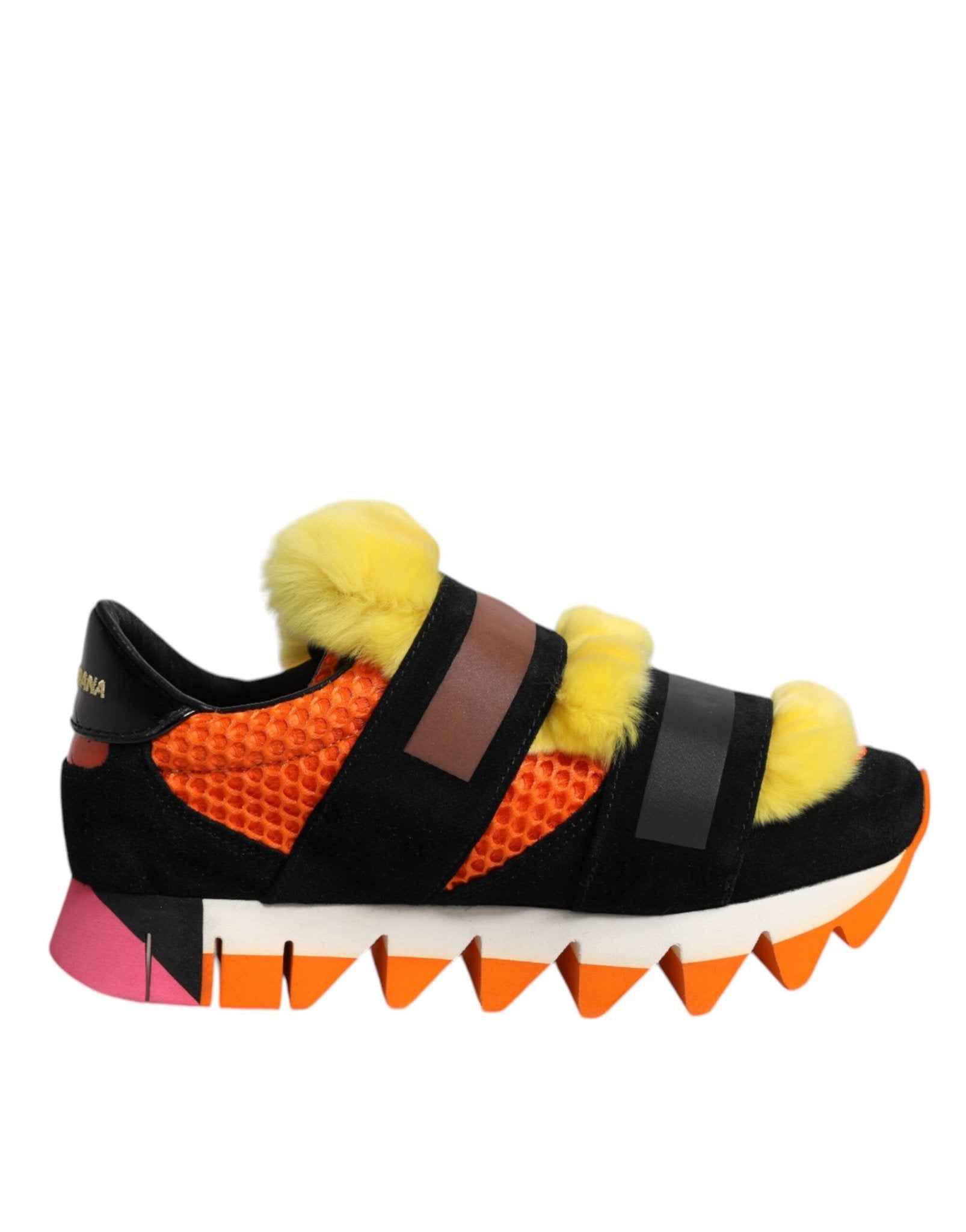 Dolce & Gabbana Multicolor Fur Embellished Sneakers Shoes - SMARTMARTNZ