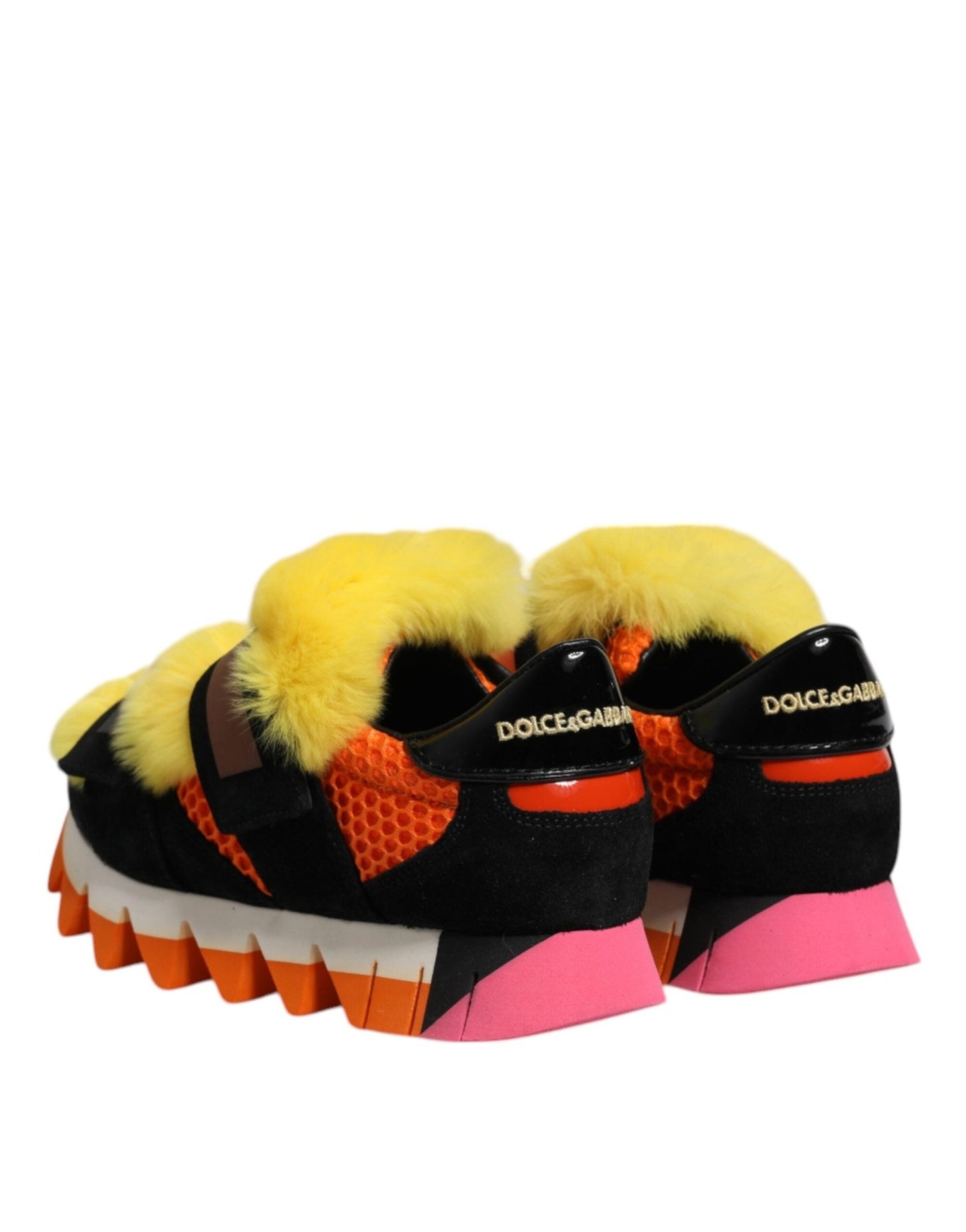 Dolce & Gabbana Multicolor Fur Embellished Sneakers Shoes - SMARTMARTNZ