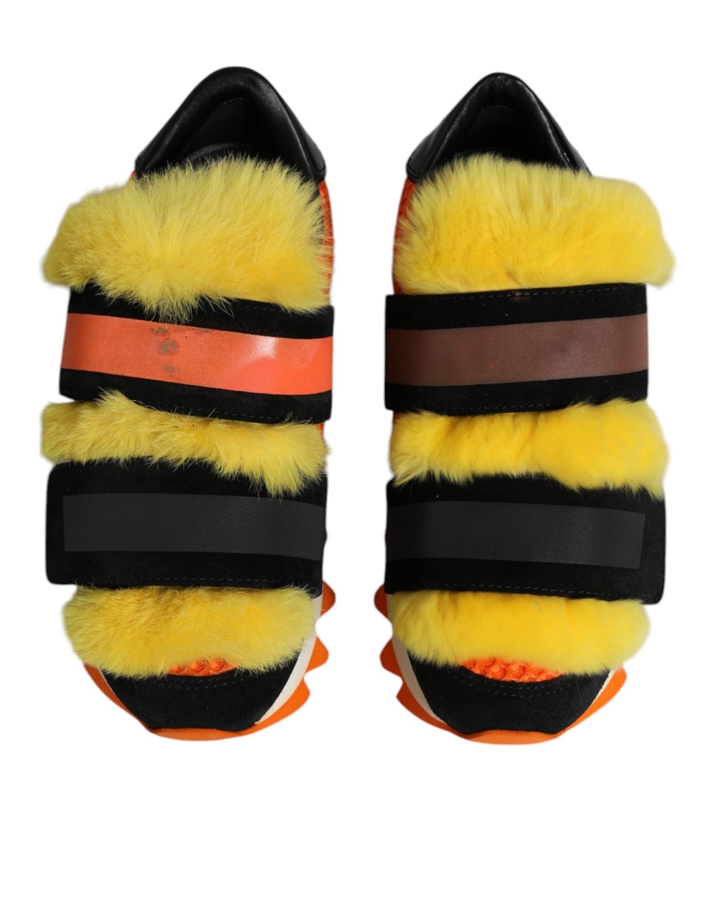 Dolce & Gabbana Multicolor Fur Embellished Sneakers Shoes - SMARTMARTNZ