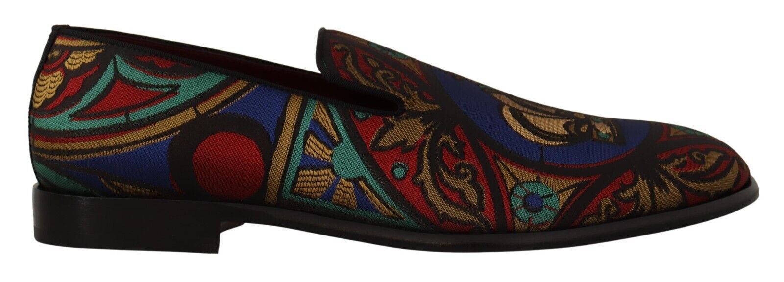 Dolce & Gabbana Multicolor Jacquard Crown Slippers Loafers Shoes - SMARTMARTNZ