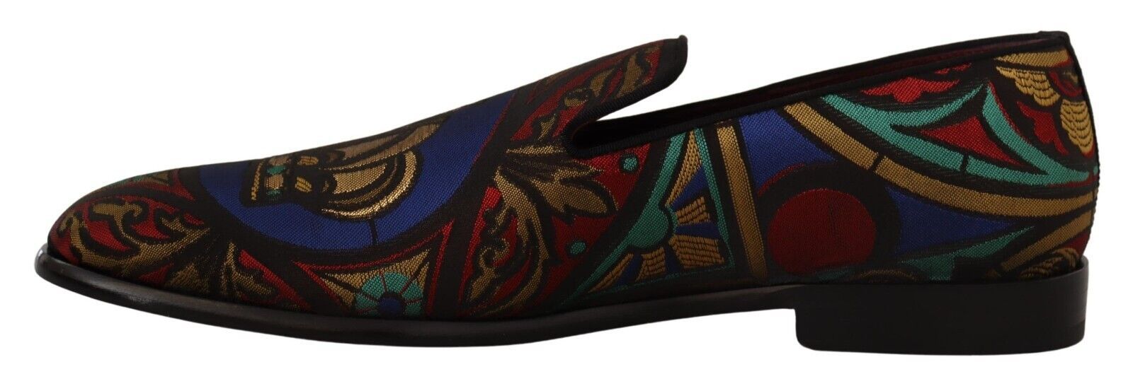Dolce & Gabbana Multicolor Jacquard Crown Slippers Loafers Shoes - SMARTMARTNZ