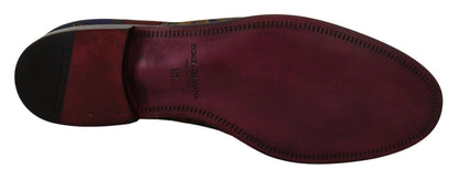 Dolce & Gabbana Multicolor Jacquard Crown Slippers Loafers Shoes - SMARTMARTNZ