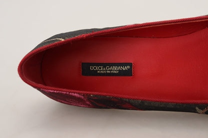Dolce & Gabbana Multicolor Jacquard Sacred Heart Patch Slip On Shoes - SMARTMARTNZ