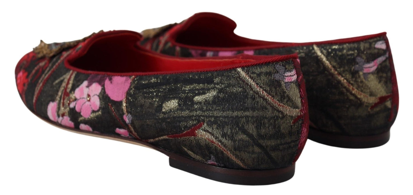 Dolce & Gabbana Multicolor Jacquard Sacred Heart Patch Slip On Shoes - SMARTMARTNZ