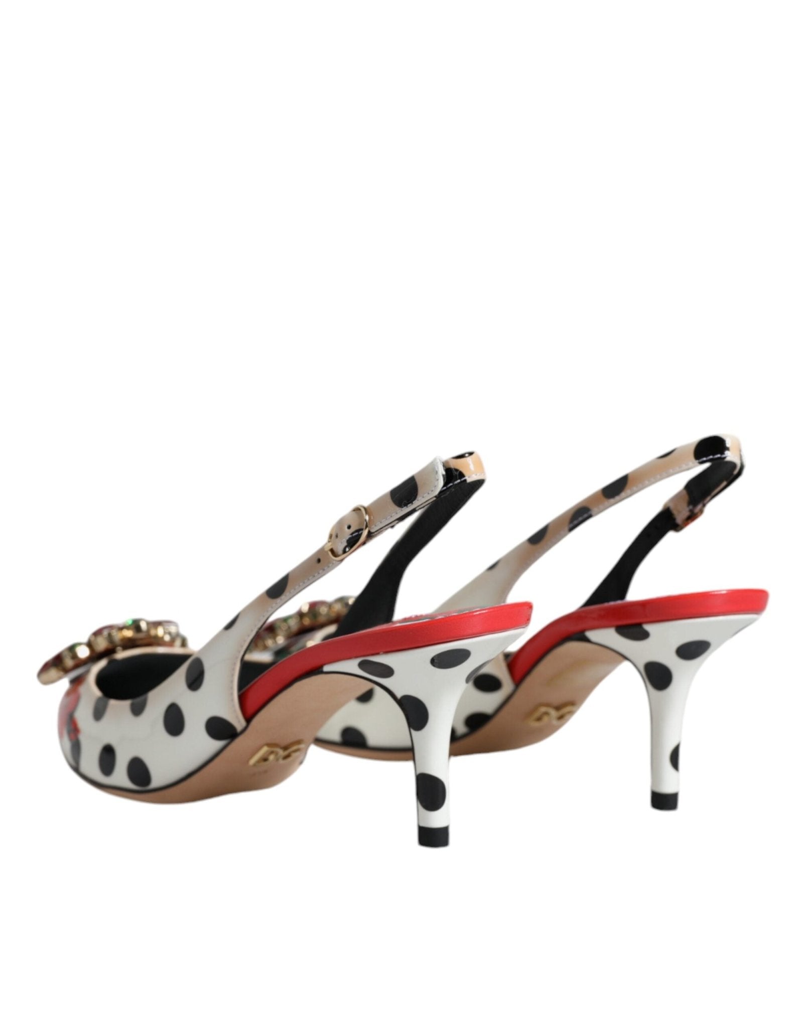 Dolce & Gabbana Multicolor Leather Crystal Heels Slingback Shoes - SMARTMARTNZ