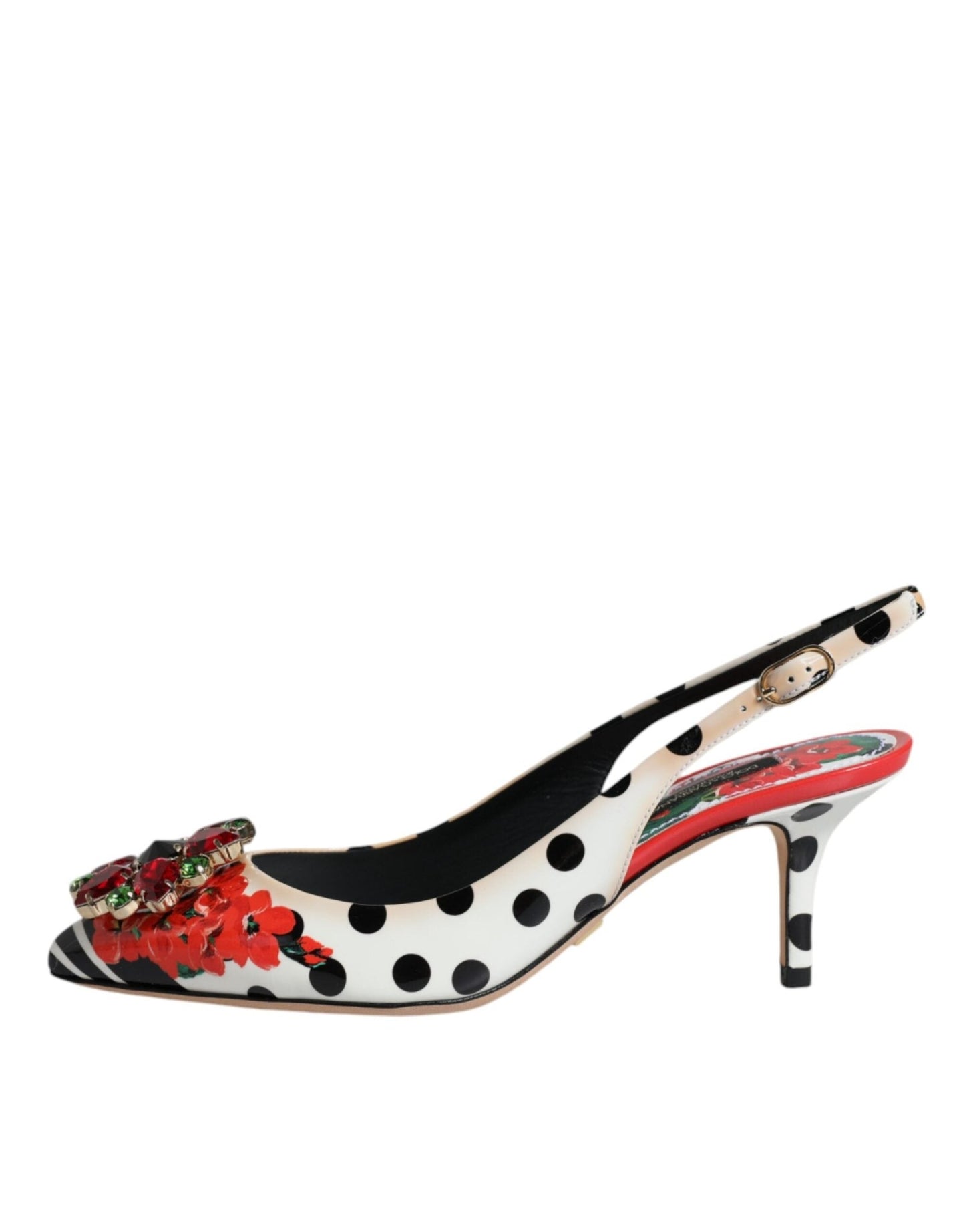 Dolce & Gabbana Multicolor Leather Crystal Heels Slingback Shoes - SMARTMARTNZ